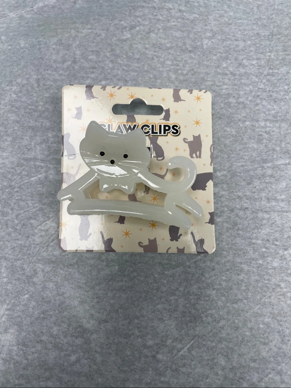 Cat-Shaped Hair Claw Clip - Light Gray